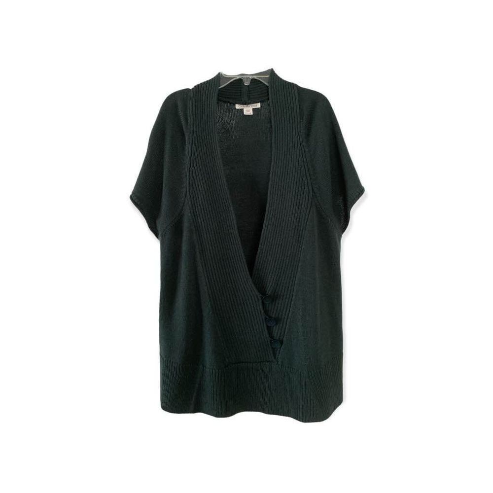 Coldwater Creek Ladies Short Sleeve Open Front Pullover Sweater Large Green